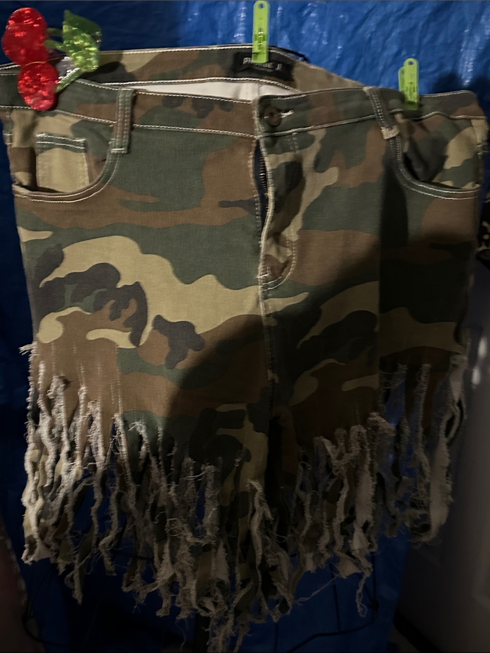 Camo Fringe Women's Denim Shorts